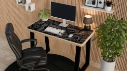 Printed Plywood Desks – Topographic Black – White Lines Topographic – Compact – 100x50cm – – Evergrain Studio
