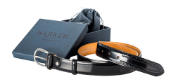 Barker Brogue Belt – Black Hi-Shine / One Size