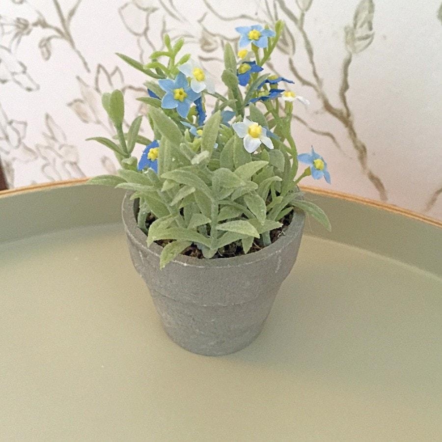 Potted Faux Forget Me Knots – Blue