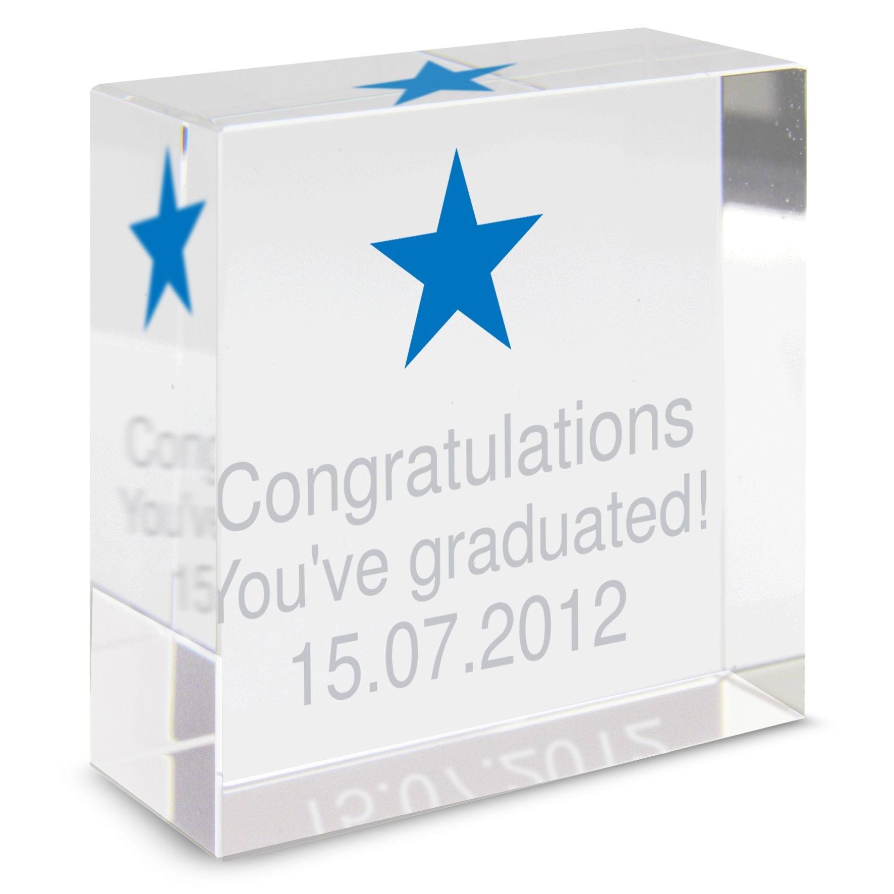 Blue Star Medium Personalised Crystal Block