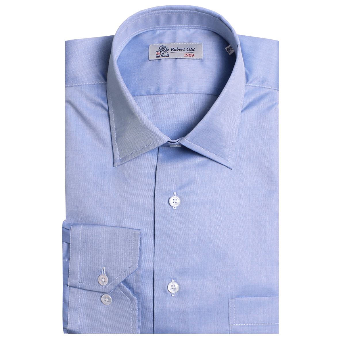 Robert Old Mens Blue Twill Swiss Cotton Shirt – 44 – Robert Old & Co