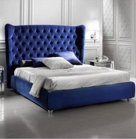 The Estonia Wingback Bed – Small Double – 4FT – Plush Velvet – Optional Mattress – Upholstered – Sleep World Furniture