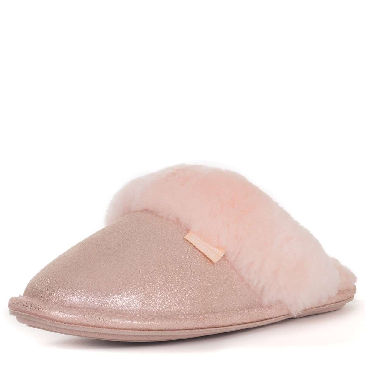 Bonnie Glitter Sheepskin Mule Slippers – Small – Pink Glitter – Women’s – Bedroom Athletics