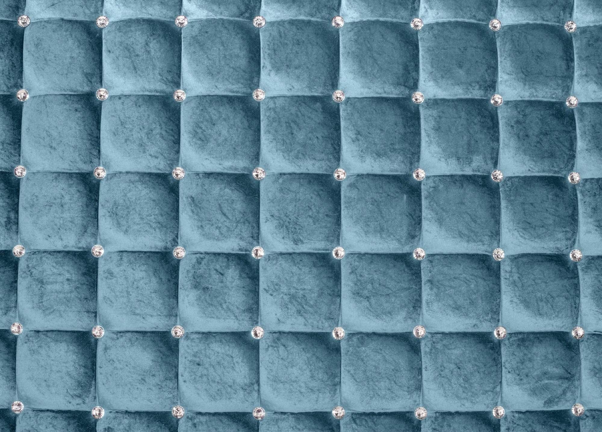 Portabello – Torino Superking Headboard – Azul Zagros Velvet 61cm Wall Mounted – High Quality Velvet – Blue – Tufted – Super King 161 X 200 X 8 cm