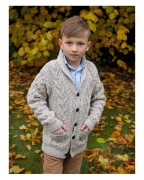 Kids Aran Shawl Collar Cardigan, 12-18 months / oatmeal