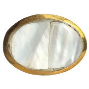 Knobbles & Bobbles – Oval Light Cabinet Knob – Cupboard Hardware – Brass – Brass / Mother Of Pearl – 38 x 27mm – Variant 24688