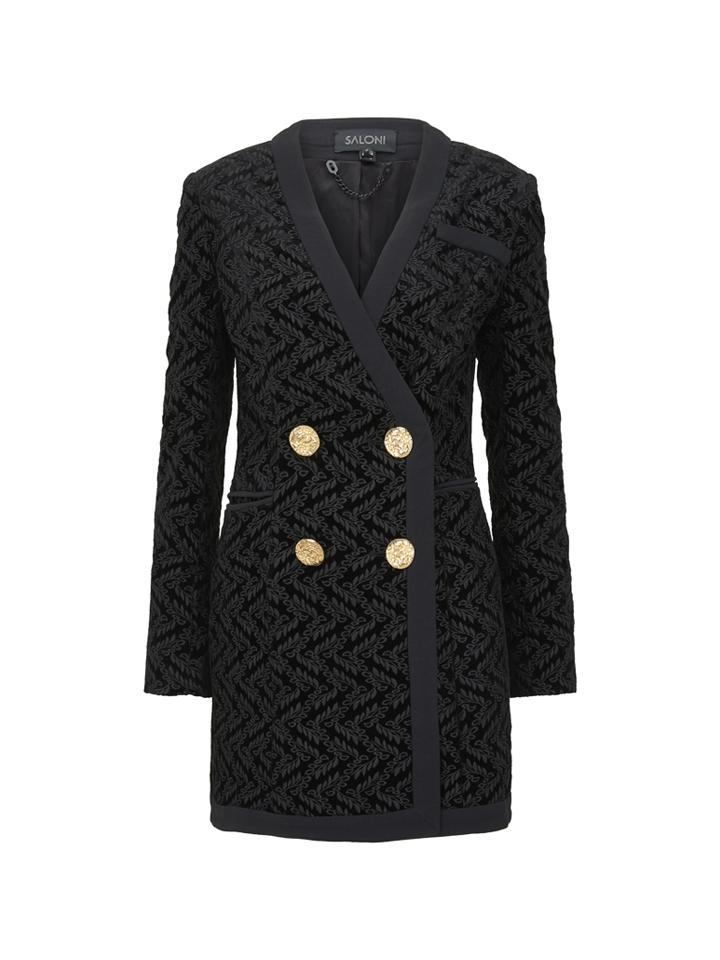 Bree Embroidered Velvet Blazer Mini Dress – black / UK 12