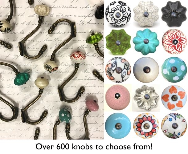 Knobbles & Bobbles – Hook Choice Of One Knob – Melon – Black / Bronze – Iron / Ceramic – 15 x 9cm – Variant 18013