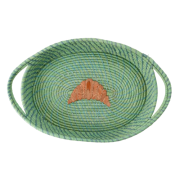 Raffia Oval Bread basket with croissant blue | The Design Yard