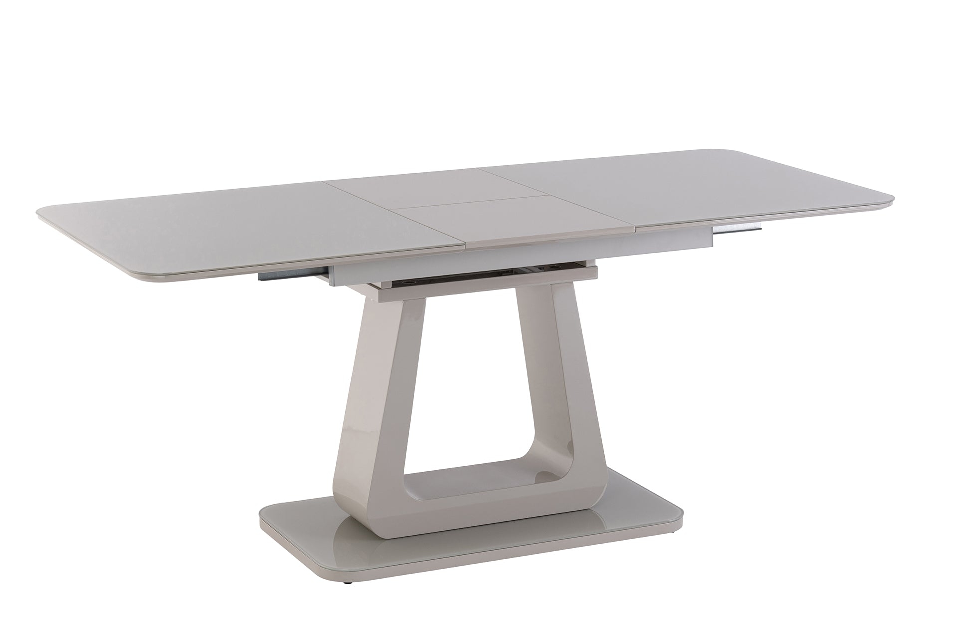 Cali White Gloss/ Glass Inset 1.4m – 1.8m Oak Extension Dining Table, Grey – Lc Living