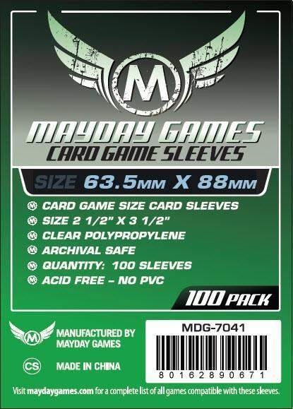 100 x Mayday Games Clear Standard Card Sleeves (63.5mm x 88mm) – Red Rock Games