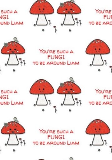 Cartoon Mushrooms With Fungi Caption Anniversary Wrapping Paper