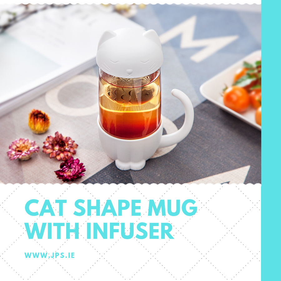 Cat Shape Creative Mug with Fish Shape Infuser
