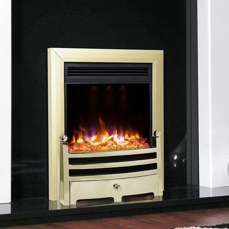 Celsi Electriflame XD Bauhaus 16 inch Electric Fire – Brass / Spacer required (allows for flush fit)
