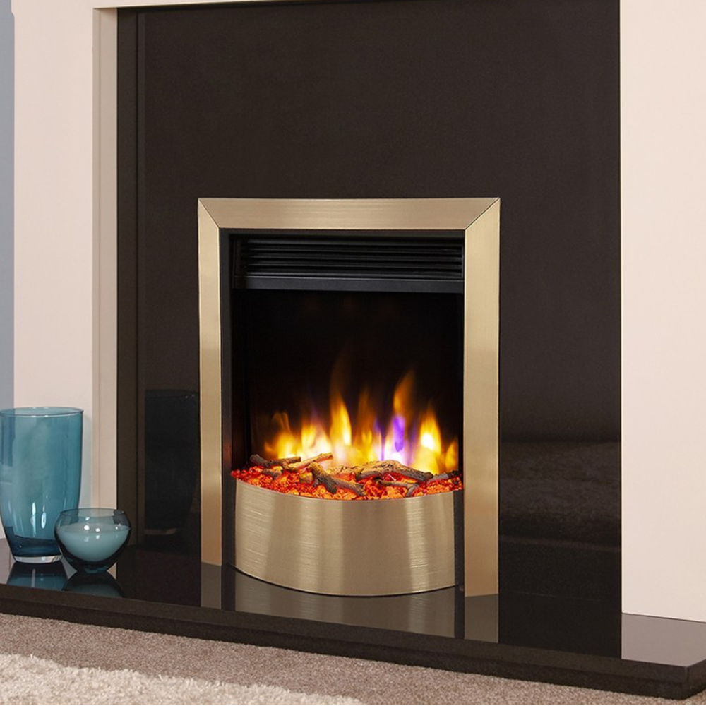 Celsi Ultiflame VR Contemporary Electric Fire – Satin Champagne / Spacer required (allows for flush fit)