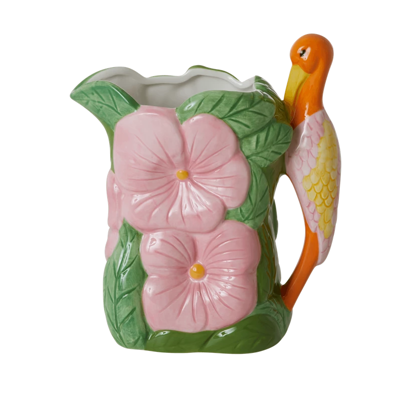 Heron and Flower Ceramic Jug Vase RiceDK | The Design Yard
