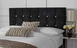 Portabello – Barcelona Superking Headboard – Black House Chenille 220cm Wall Mounted – High Quality Chenille – Black – Tufted – Super King 112 X 140 X 8 cm