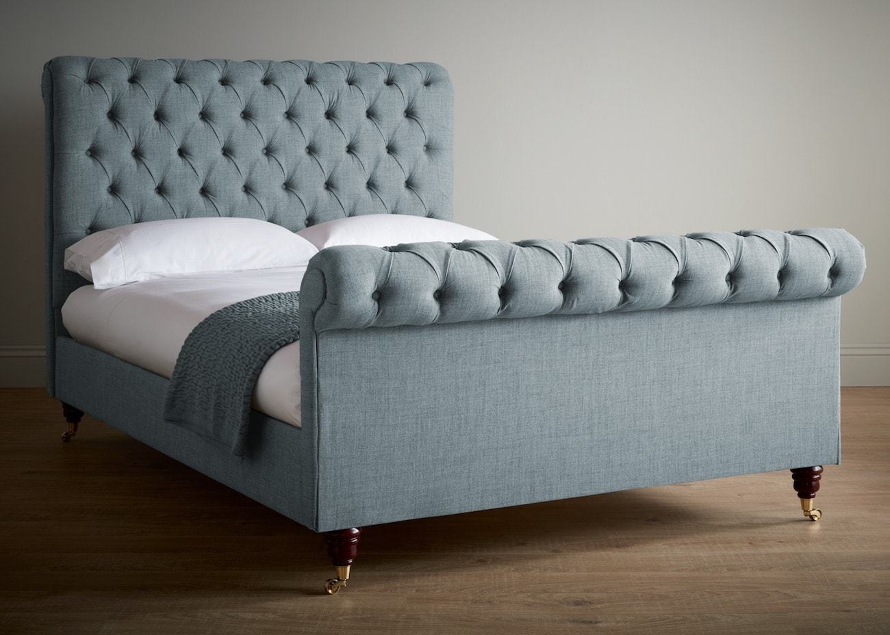Portabello – Chesterfield Double Bed – Duck Egg Highland Wool Double – High Quality Wool – Blue – Chesterfield