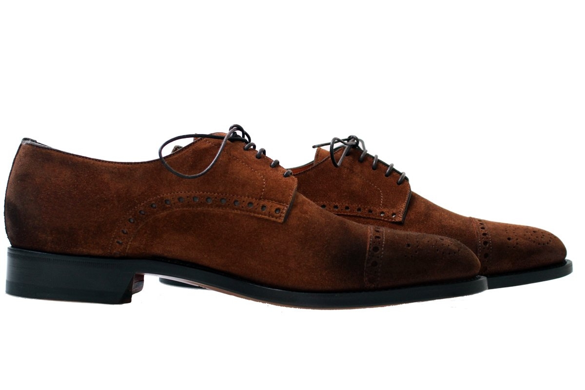 Santoni Mens Brown Suede Lace Up Brogue Derby Shoe – 9 – Robert Old & Co
