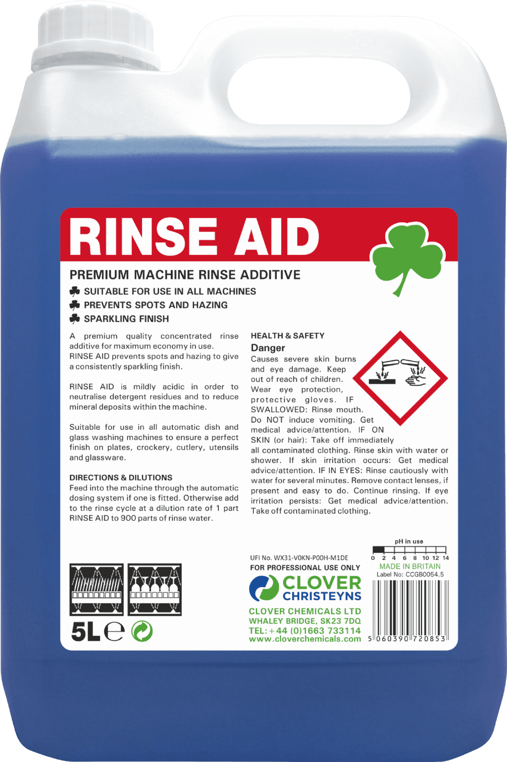 Clover Chemicals Rinse Aid – Premium Rinse Aid Additive (407) – 5 LTR – North Star Supplies