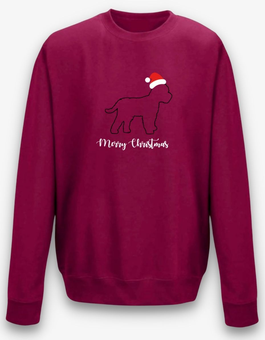 Cockapoo Outline Christmas Sweatshirt Large – Burgundy – Unisex – Pooch