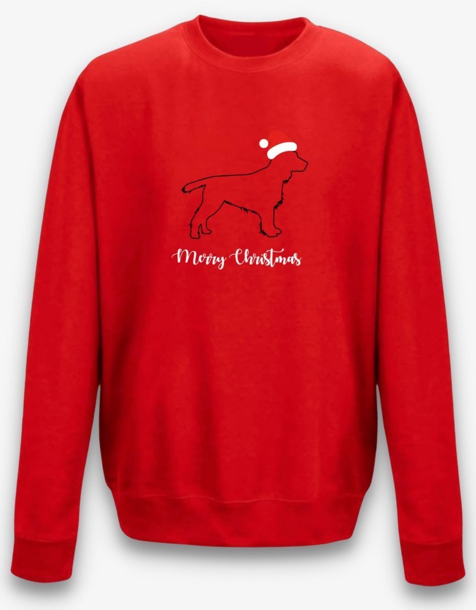 Cocker Spaniel Outline Christmas Jumper Large – Red – Unisex – Pooch