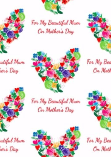 Colourful Floral Heart Mother S Day Wrapping Paper