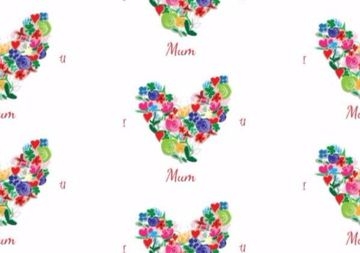Colourful Flower Heart Mother S Day Wrapping Paper