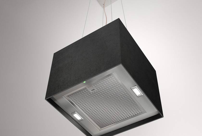 40cm Island LED Lamp Cooker Hood – Airforce Concrete – Black
