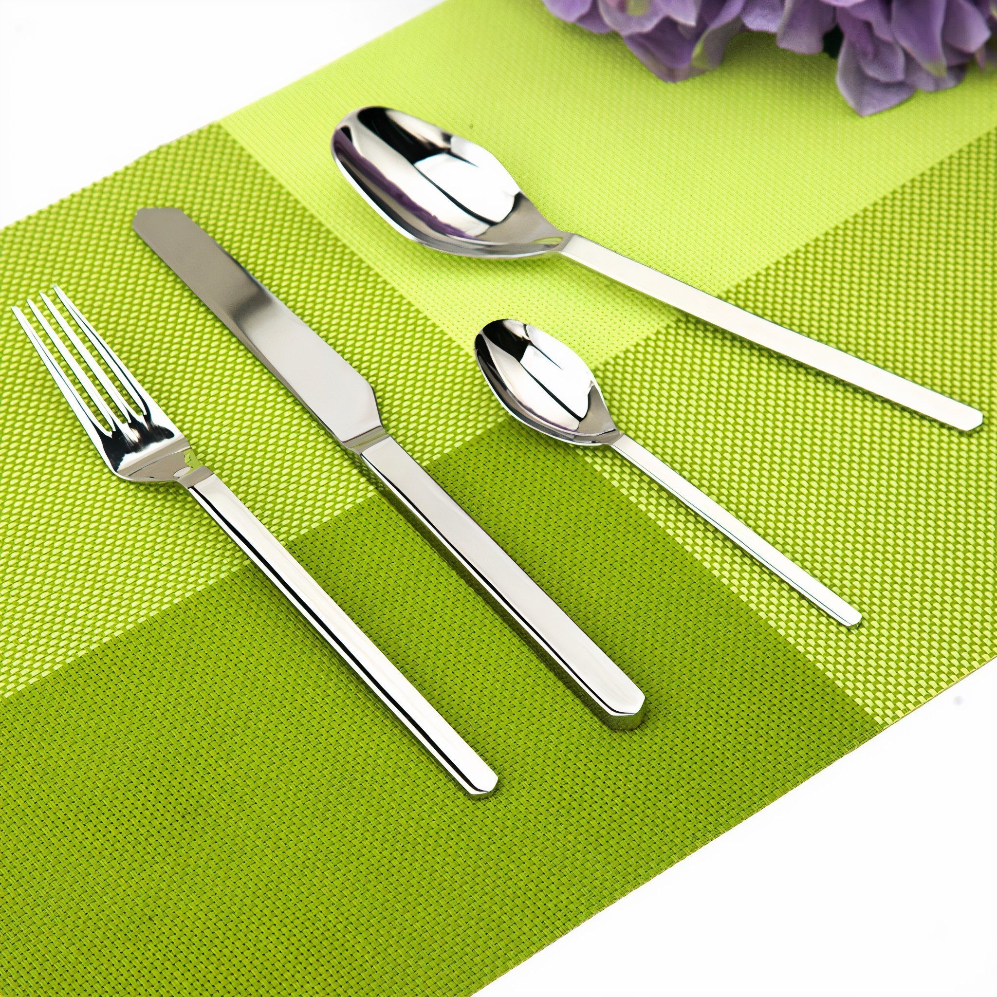 24-Piece Geometric Cutlery – Silver – Metal / Stainless Steel – The Trouvailles
