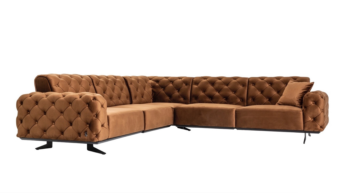 Dallas Corner Sofa – Pera 310 Tan – Stain Resistant – 2 Year Manufacturer Warranty – Novia Furniture
