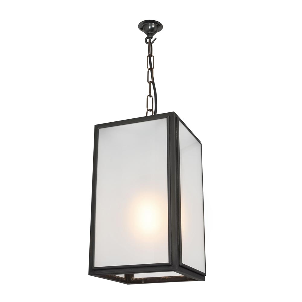 Davey Lighting – Square 7639 Pendant Light – Small – Frosted – Black – Brass – Small