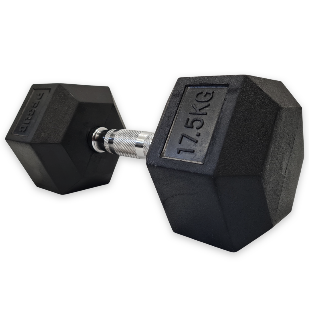 SuperStrong Rubber Hex Dumbbells (2.5kg – 40kg) – Super Strong Fitness 17.5kg – Sold Individually – SuperStrong Fitness
