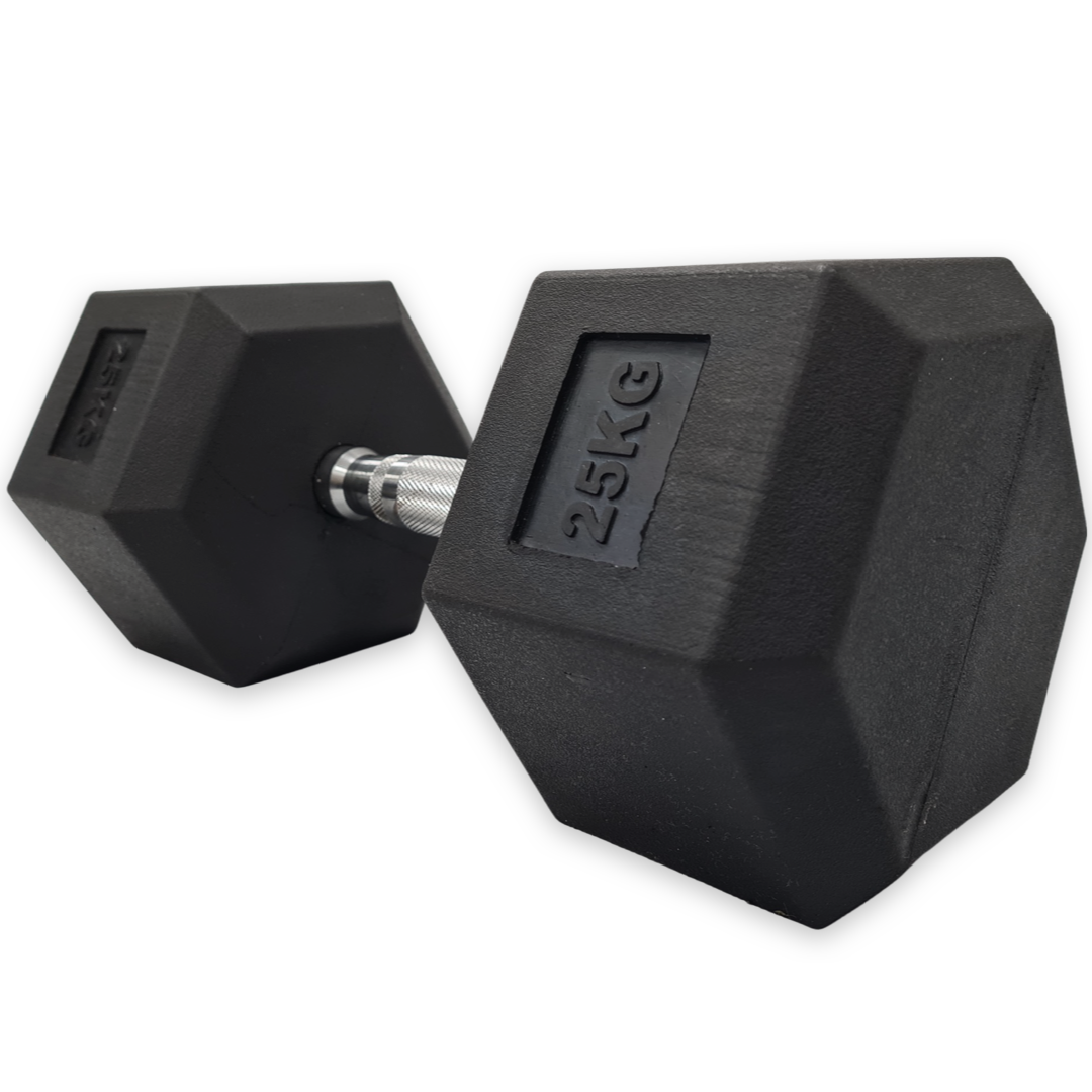 SuperStrong Rubber Hex Dumbbells (2.5kg – 40kg) – Super Strong Fitness 25kg – Sold Individually – SuperStrong Fitness