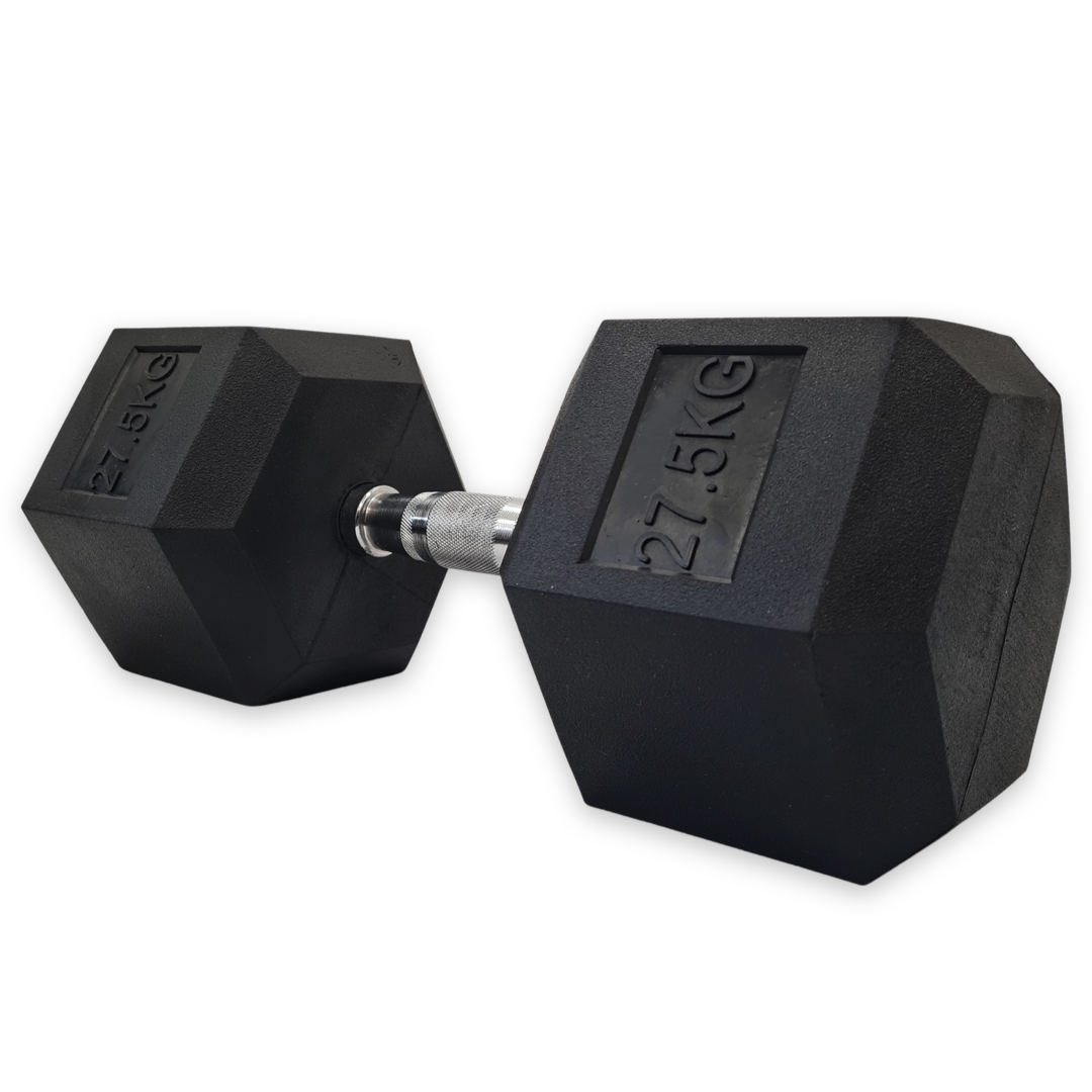 SuperStrong Rubber Hex Dumbbells (2.5kg – 40kg) – Super Strong Fitness 27.5kg – Sold Individually – SuperStrong Fitness