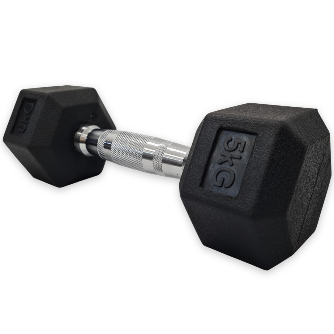 SuperStrong Rubber Hex Dumbbells (2.5kg – 40kg) – Super Strong Fitness 5kg – Sold Individually – SuperStrong Fitness