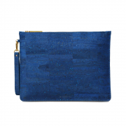 Vegan clutch handcrafted in cork fabric – Delta Navy – Develop-free – Ethikel