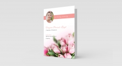 Funeral Order Of Service – Pink Flowers with Oval Photo Personalised Design – High Quality Print – Heavy 300g Card – Qty (10x) – Memorial Booklet