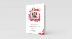 Funeral Order Of Service – Water Colour Pink Flowers Personalised Design – High Quality Print – Heavy 300g Card – Qty (10x) – Memorial Booklet