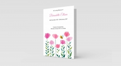 Funeral Order Of Service – Pink Flowers & Bee Personalised Design – High Quality Print – Heavy 300g Card – Qty (10x) – Memorial Booklet