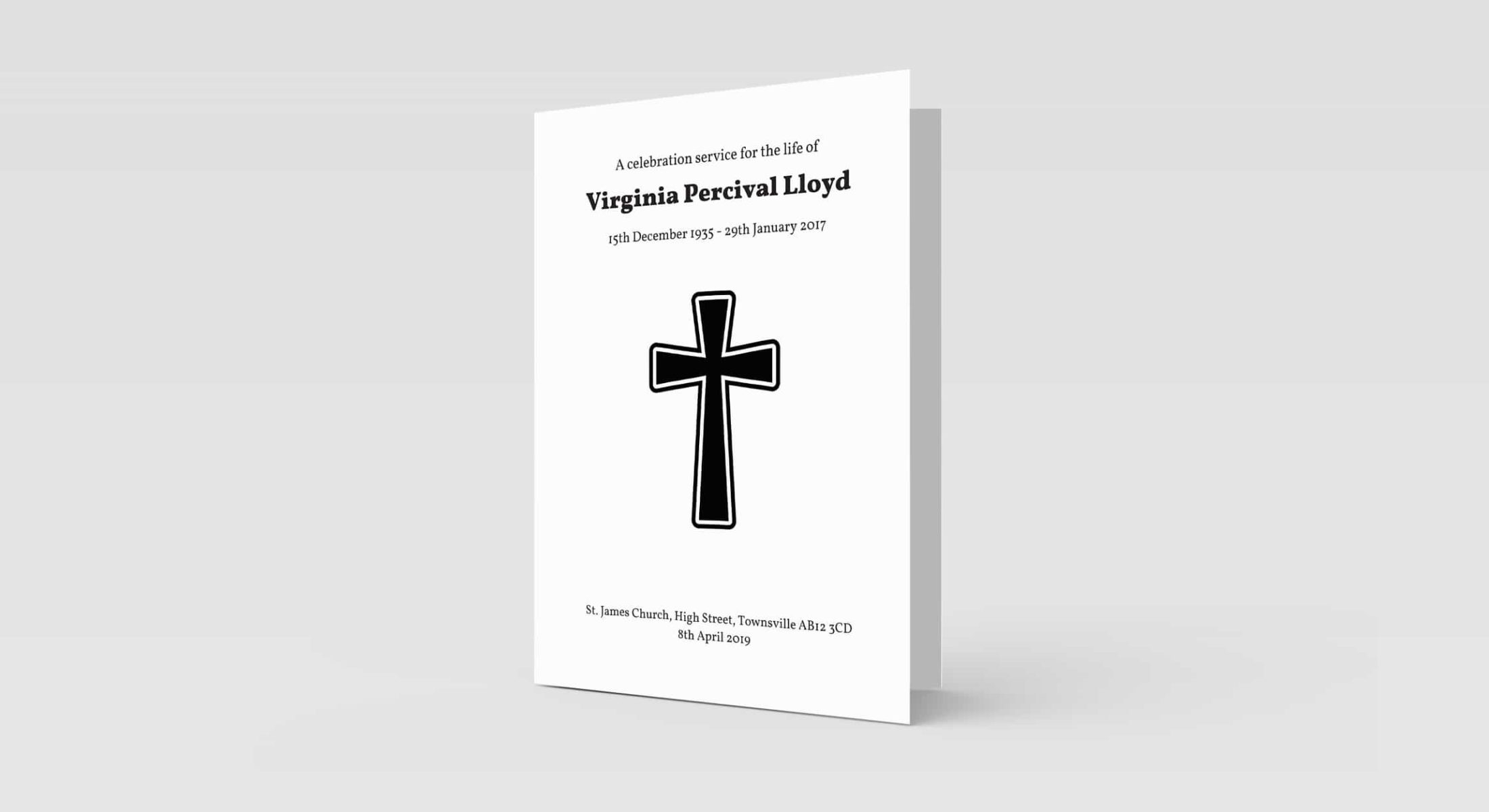 Funeral Order Of Service – Large Cross Center Style One Personalised Design – High Quality Print – Heavy 300g Card – Qty (10x) – Memorial Booklet