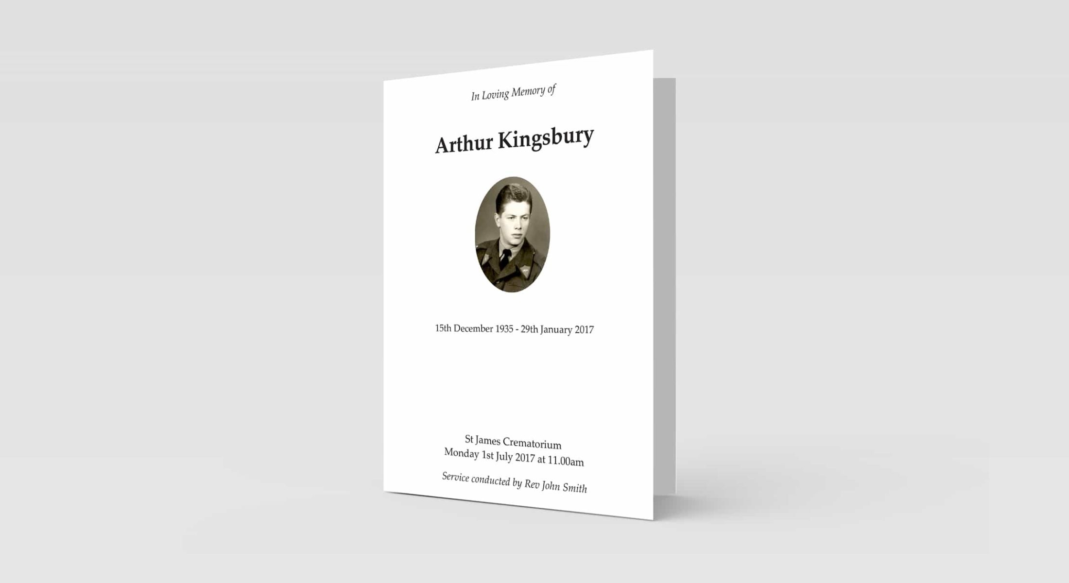 Funeral Order Of Service – Traditional Photo Middle Personalised Design – High Quality Print – Heavy 300g Card – Qty (10x) – Memorial Booklet