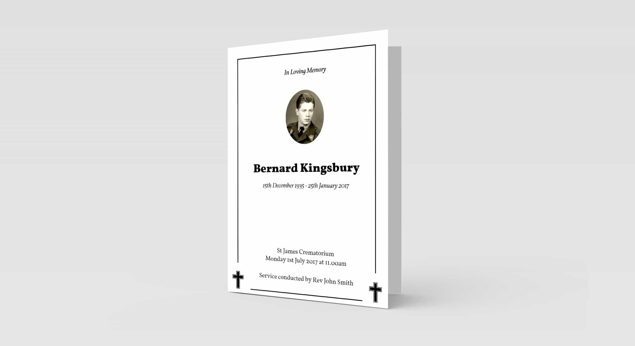 Funeral Order Of Service – Traditional Border With Cross Personalised Design – High Quality Print – Heavy 300g Card – Qty (10x) – Memorial Booklet