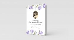 Funeral Order Of Service – Hand Painted Purple Flowers & Photo Personalised Design – Quality Print – Heavy 300g Card – Qty (10x) – Memorial Booklet