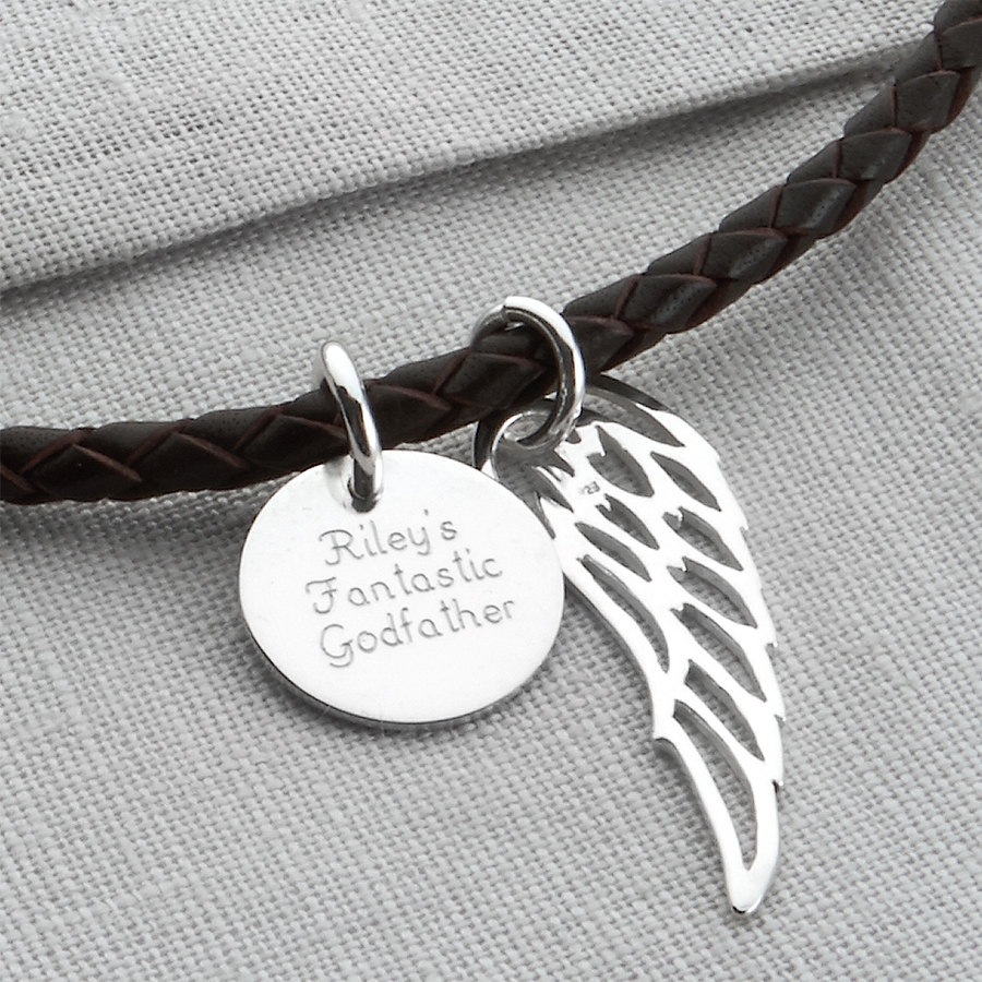 Personalised Sterling Silver Wing And Disc Leather Necklet – Hurley Burley