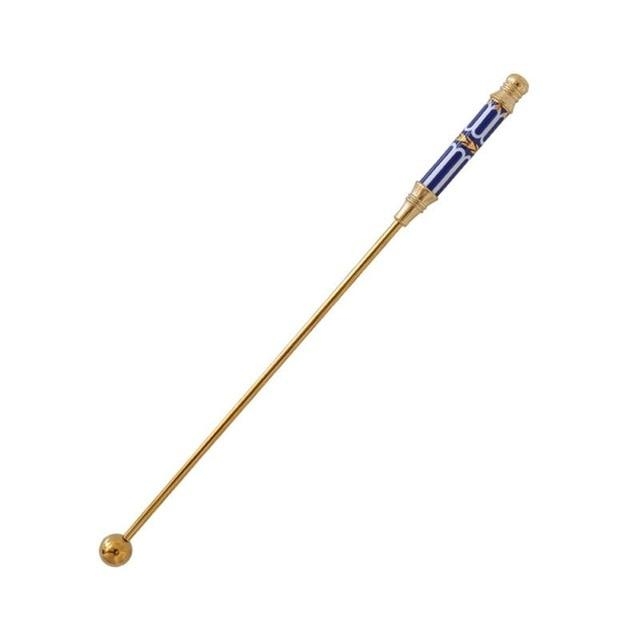 Handmade Opulent Long Handle Stirrers – Style A – Drink Stirrer – Blue / White / Gold – Ceramic – The Trouvailles