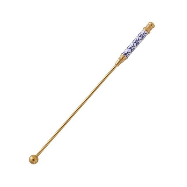 Handmade Opulent Long Handle Stirrers – Style F – Drink Stirrer – Blue / White / Gold – Ceramic – The Trouvailles