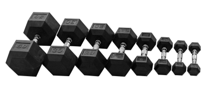 Hexagonal Rubber Dumbbell Set (12 Pairs – 2.5kg – 30kg) Without Rack – SuperStrong Fitness