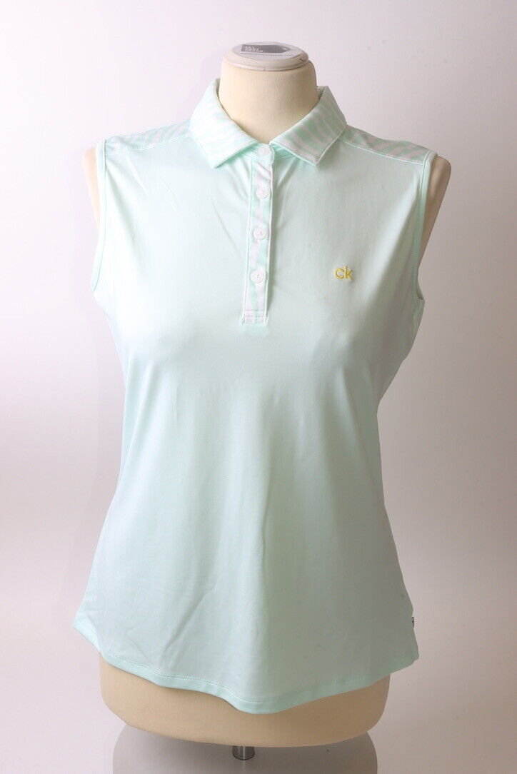 Calvin Klein Ladies Catalina Sleeveless Golf Polo Shirt – UK 12 – Green – Get That Brand