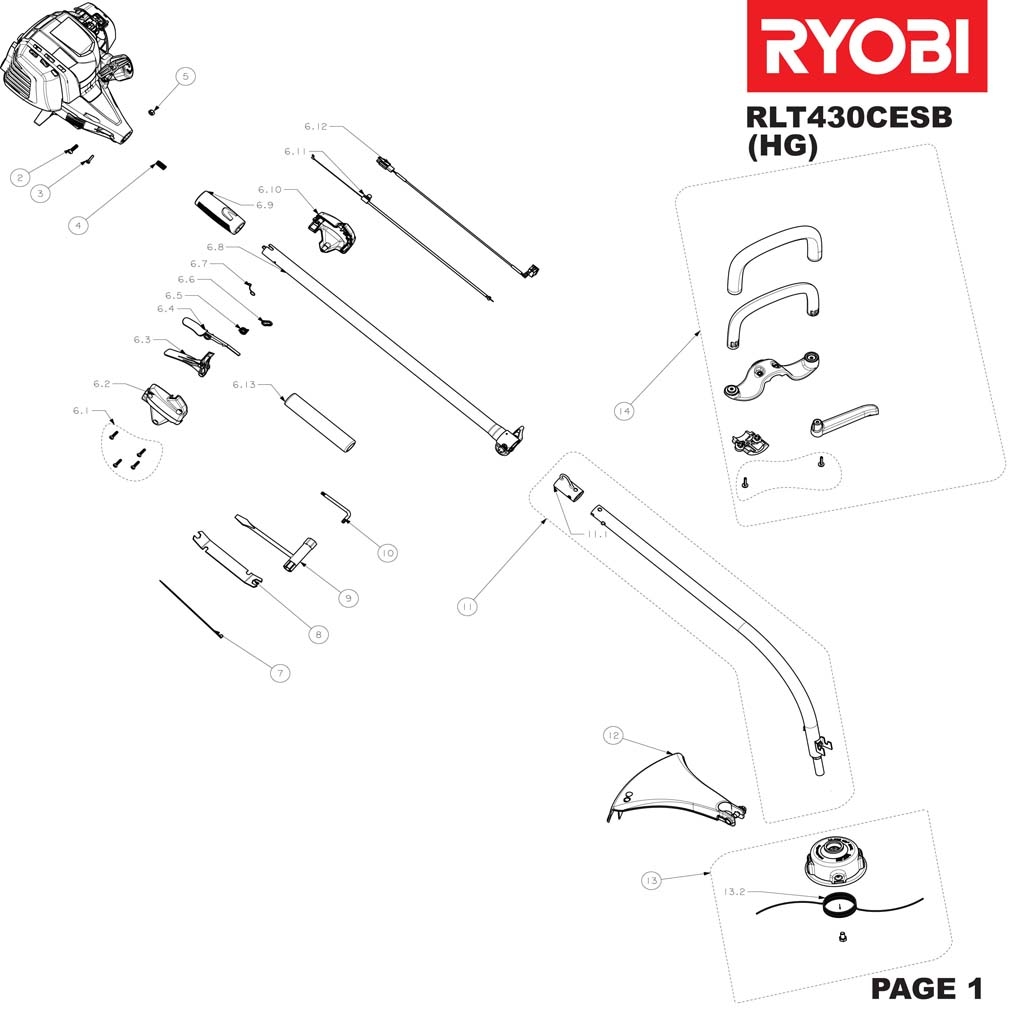 Ryobi – Spare Part – Tank For Petrol Line Trimmer – RLT430CESB – Tank – Genuine Replacement Part